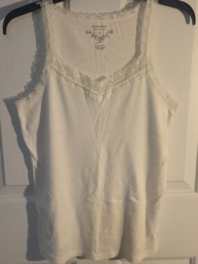 Sonoma Lace-Trim Cream Color Tank Top Size Med. Nwot
